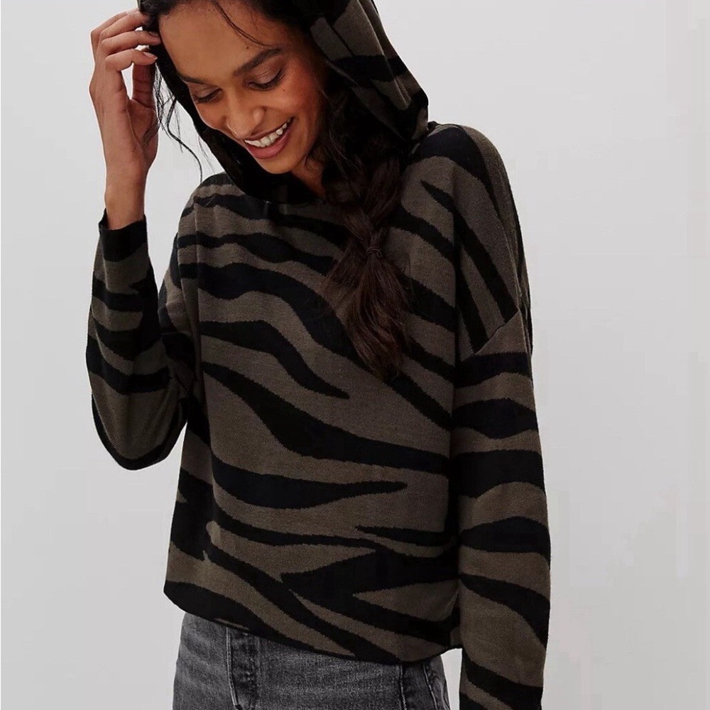 Anthropologie Black and Brown Zebra Hoodie